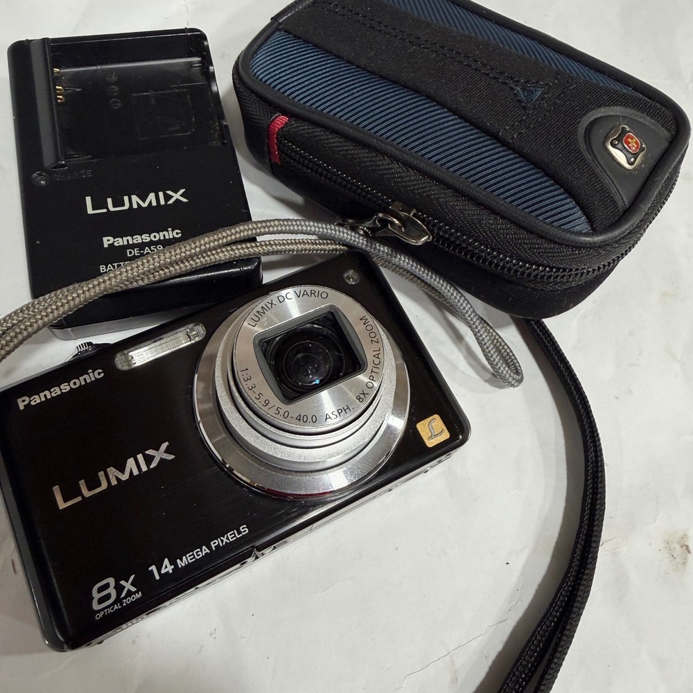 Panasonic Lumix DMC-FH22 Digital Camera 14MP 8x Zoom Black Y2K Digicam Bundle